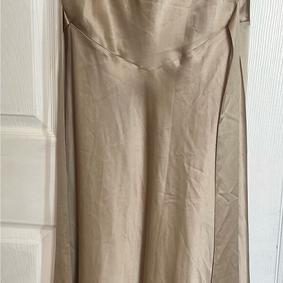 Saloni Jen Gold Satin High Low Sleeveless Cocktail Dress Size 4 - Picture 5 of 11